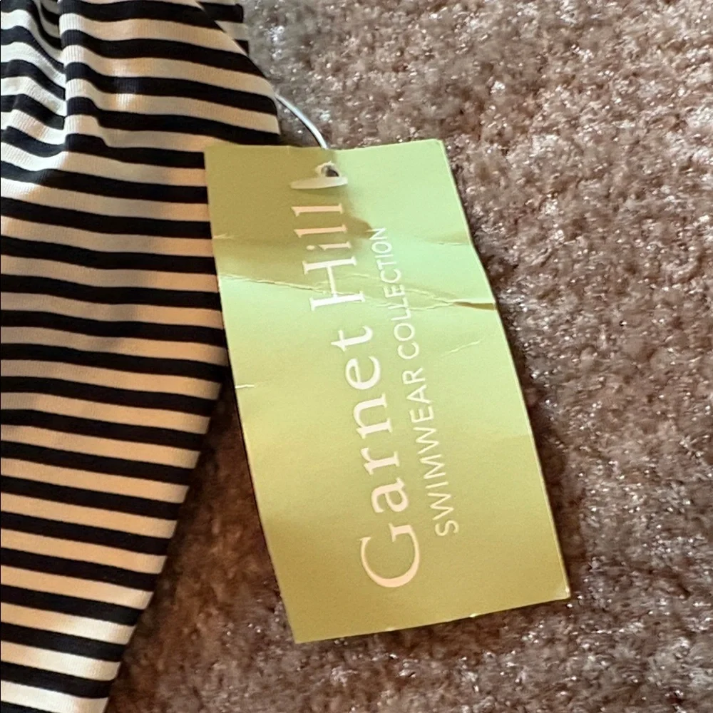 Garnet Hill striped blouson one piece swimsuit bathing suit - Picture 5 of 8